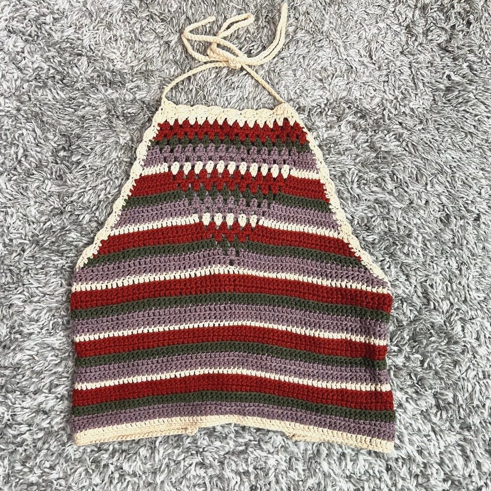 Full Tilt Crochet Halter Tank Top M Boho Festival Hippie‎ Open Back Renaissance